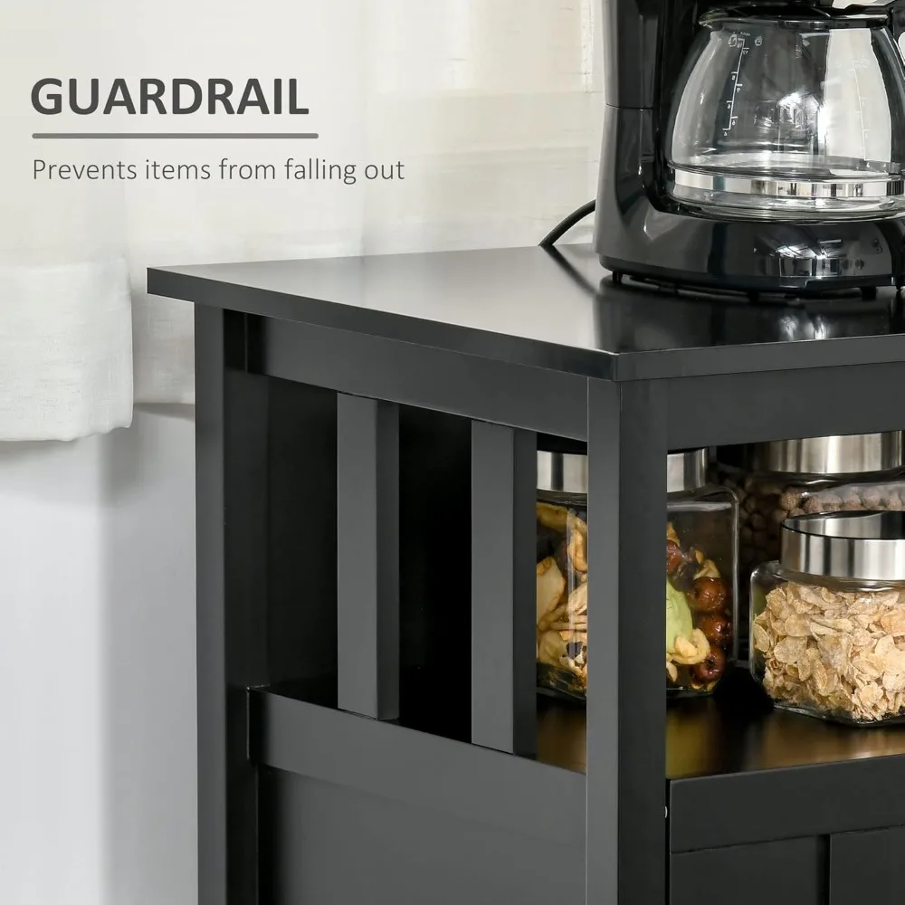 Mueble buffet de cocina con 2 puertas, estantes ajustables y función de cafetería para entrada y sala de estar