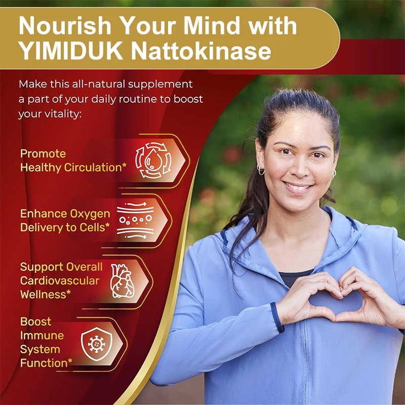 Nattokinase 2000 FU, Nattokinase Supplement for Heart Health and Blood Pressure Health, Non-GMO,  60/120 Vegetable Capsules