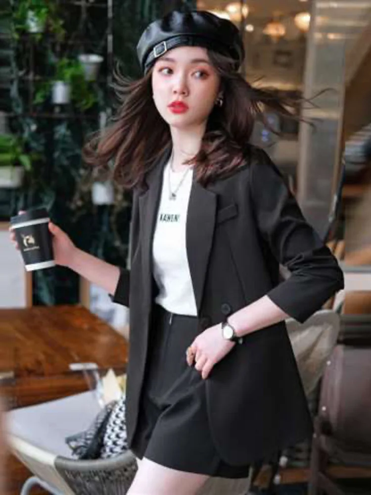 Women Chic Office Breasted Blazer Vintage Coat Solid Color Fashion Casual Fashion Long Sleeve Streetwear Tops 2022 New