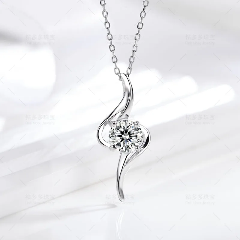 

925 sterling silver moissanite 1 carat female clavicle necklace high-end fashion pendant jewelry customized lover gift