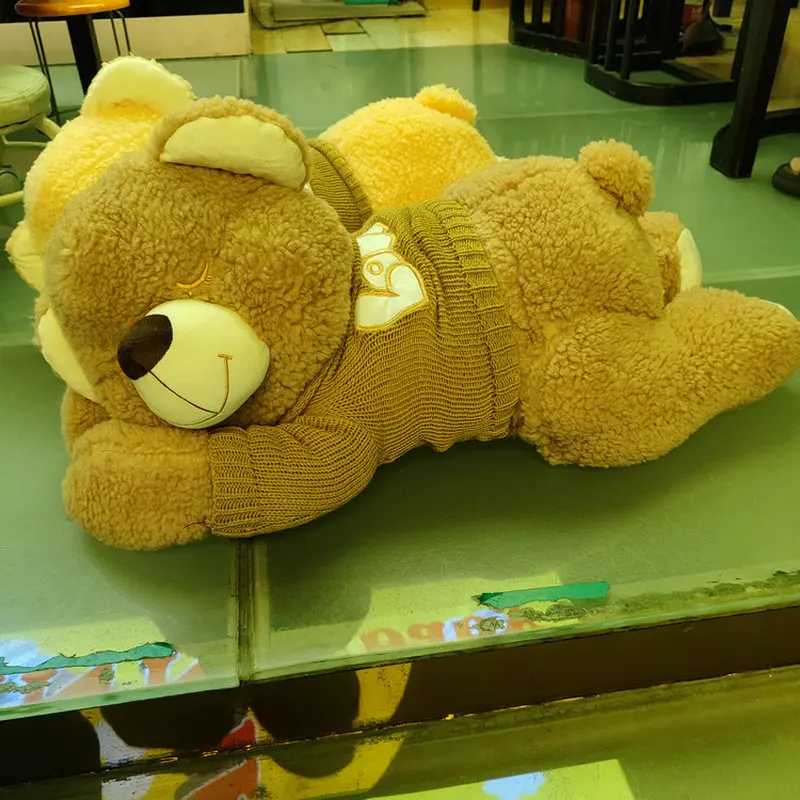 80-100 cm Kawaii Dier Pluche Met Trui Poppen Knuffels Zacht Slapen Schattige BearPlush Kussen Knuffels