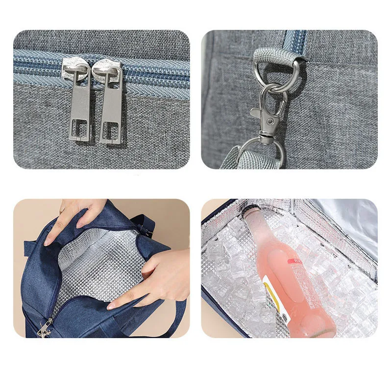 Large-capacity Hand-held with Shoulder Strap Insulated Bag Lunch Box Bag Student Thickened Waterproof Lunch Bag Insulated Case
