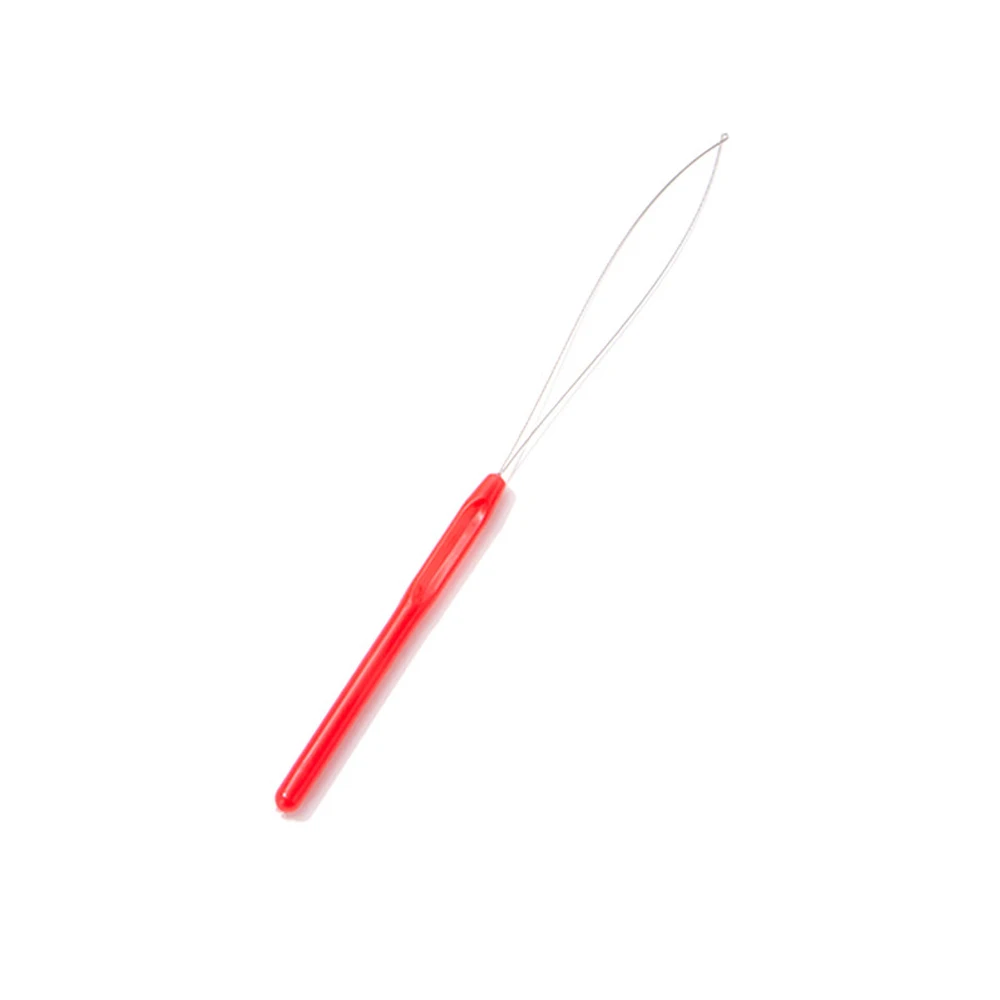 

Stainless Steel Pulling Needle with Plastic Handle Loop Threader for Nano Micro Ring Beads DIY Hair Extensions Tool