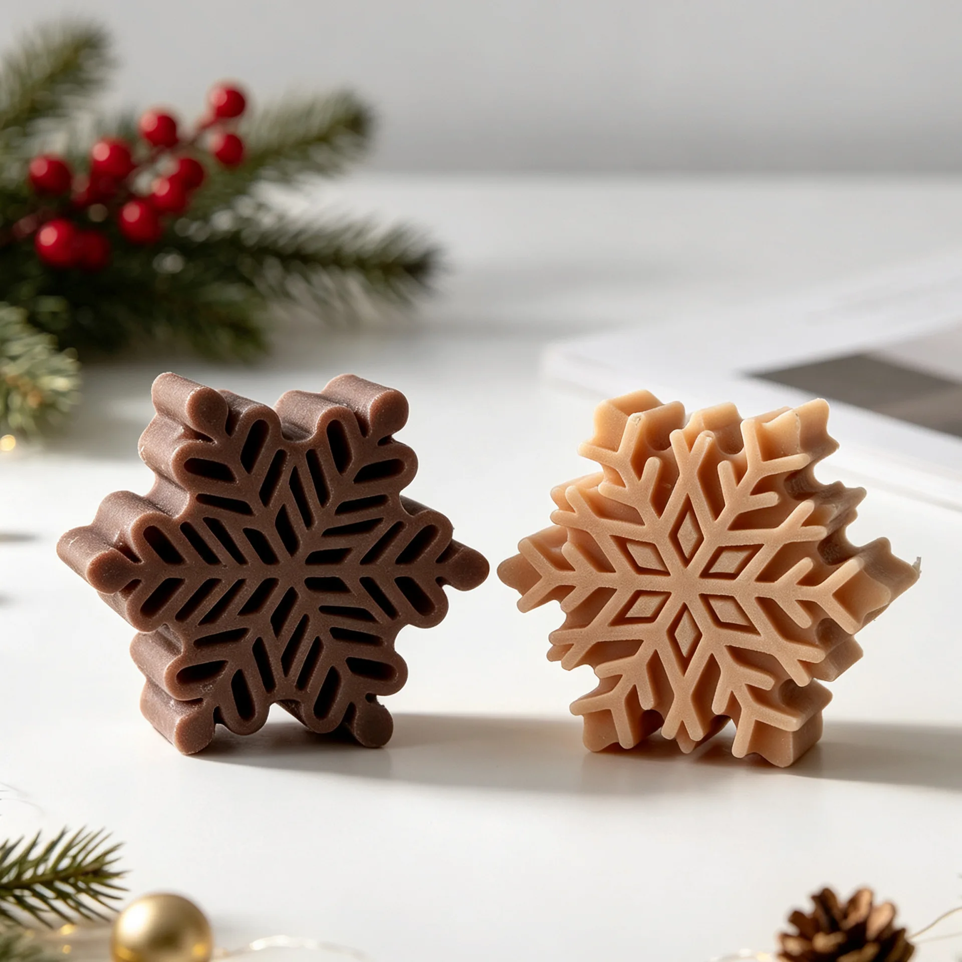 DIY 6-Fach Schneeflocken-Silikonform - Winter-Weihnachts-Kerzen-, Seifen- und Gips-Gießform - Heim- und Partydekoration – Detail 5