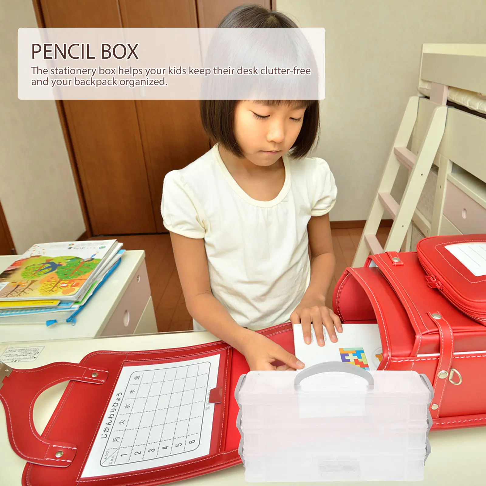 

Набор из 1 прозрачного пластикового пеналов: многофункциональный, штабелируемый, для повседневного использования студентами, портативный, для письма