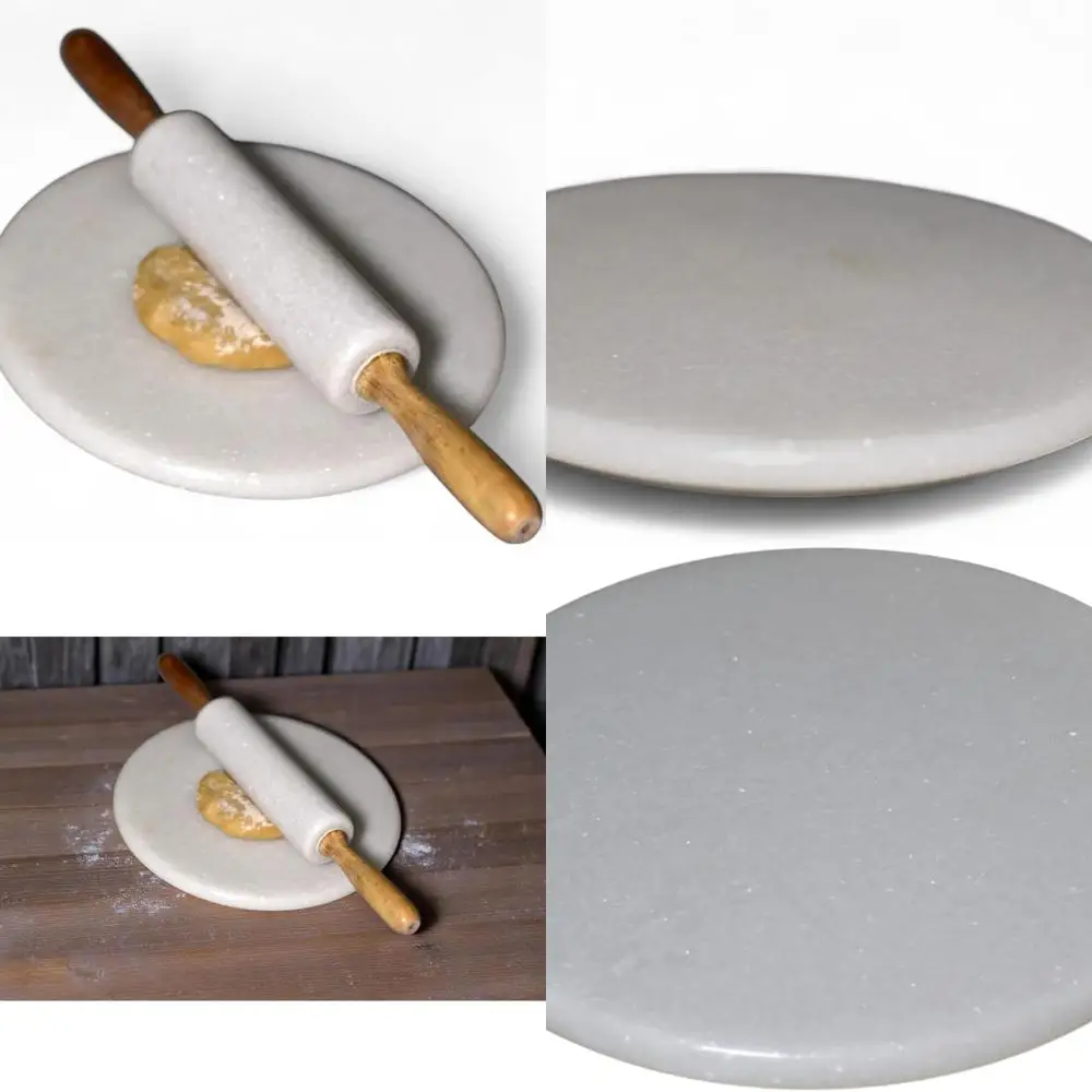 

Elegant 11 Heavy Marble Rolling Pin for Roti, Chapati, Puri, Paratha - Natural Stone Base for Dough Kneading and Baking