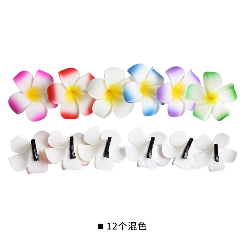 10 Stück Schaumstoff-Hawaiianische Frangipani-künstliche Plumeria-Blumenhut-Haarspangen für Zuhause, Party, Frauen, Mädchen, Hawaii, Strand, Urlaub, Dekoration – Detail 13