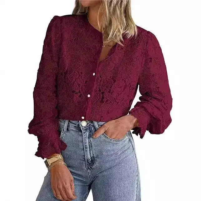 

Lace Shirt Long Sleeve Women's Top Clothing Sved Shirt Fashionable Elegant Style for Ladies Premium Quality Fabric