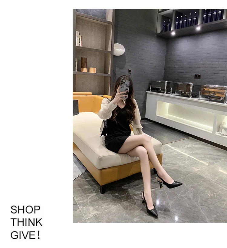 Sommermode Neue Atmungsaktive Spitze Stiletto-Absatz PU Bequeme und Elegante Damenschuhe Flache Sexy Sandalen – Detail 10