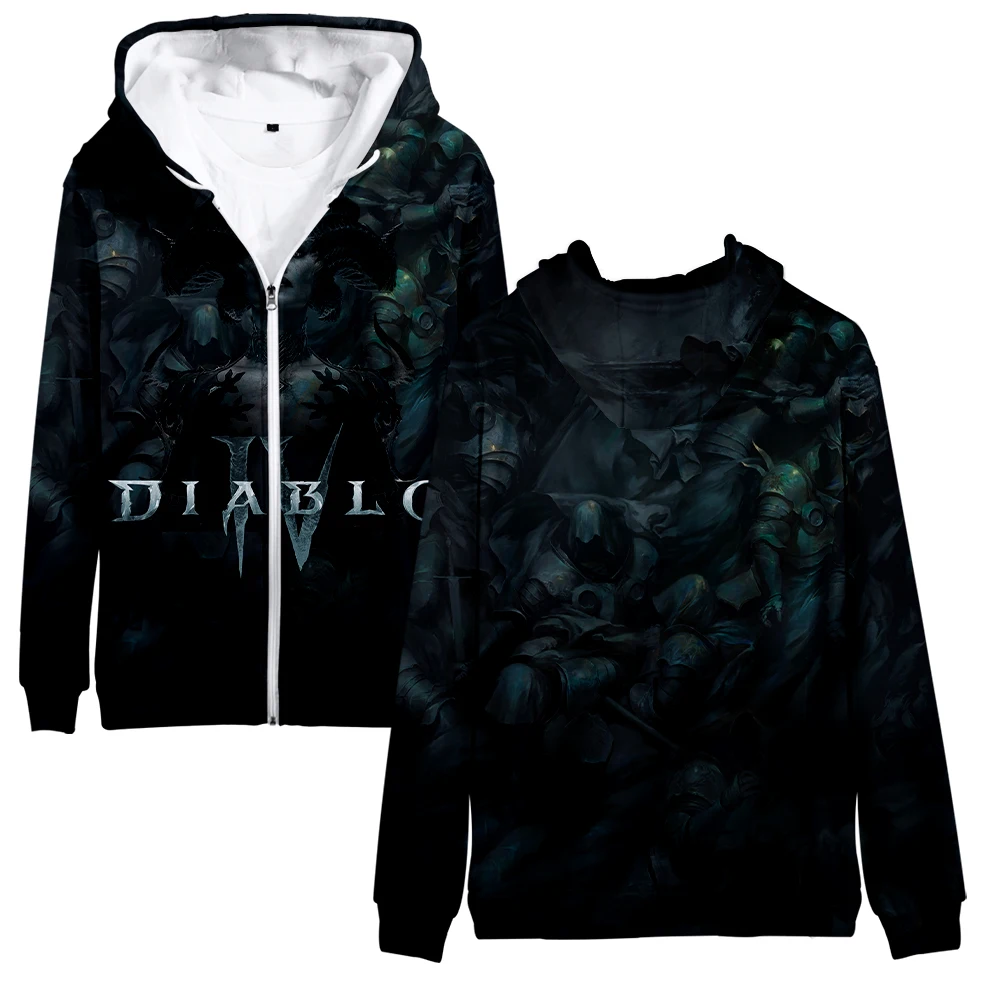 Game Diablo IV Hoodie Long Sleeve Women Men Zipper Sweatshirt 2023 New Harajuku Streetwear 3D Clothes