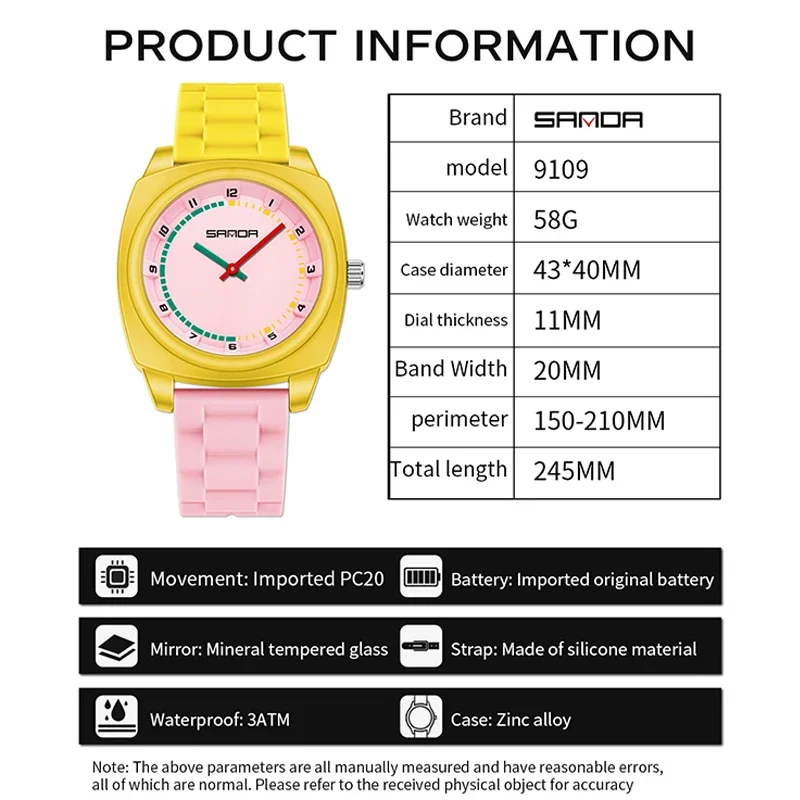SANDA 여성 시계 패션 심플 러블리 디지털 쿼츠 시계 캐주얼 젤리 멀티컬러 실리콘 유니섹스 시계 학생 손목시계