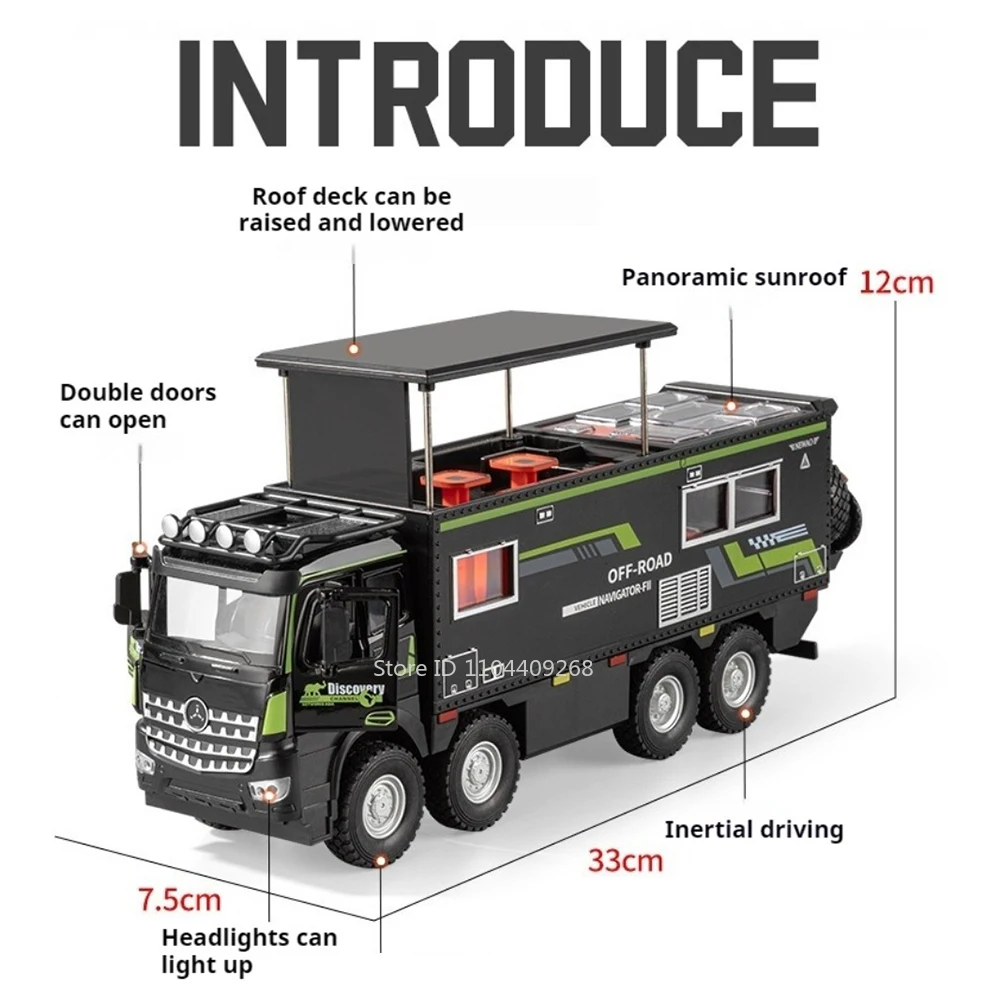 Modèle de voiture jouet NOMADISME RV, échelle 1:18, corps en alliage léger, pneus en caoutchouc, moteur tout-terrain, modèles de maison, article de collection pour enfants