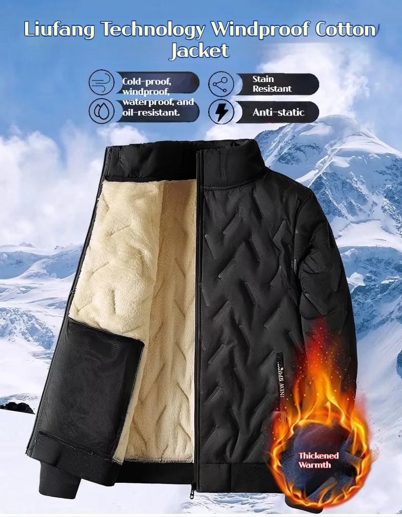 Nieuw winter thermisch gewatteerd pak voor heren Vaderjas met fleecevoering Verdikte katoenen jas en broek Set voor ouderen Papa Plus