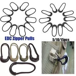 5 colori borse Clip fibbia valigia tenda zaino Zipper Pull Zip Puller estremità di ricambio Lock Zips Cord Rope Pullers