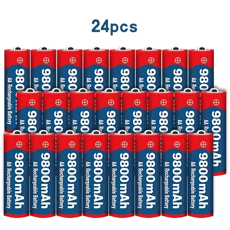 100% الأصلي الجديد جودة عالية AAbattery1.5V 9800mAh بطارية AA قابلة للشحن ل مصباح ليد لعبة كاميرا ميكروفون البطارية