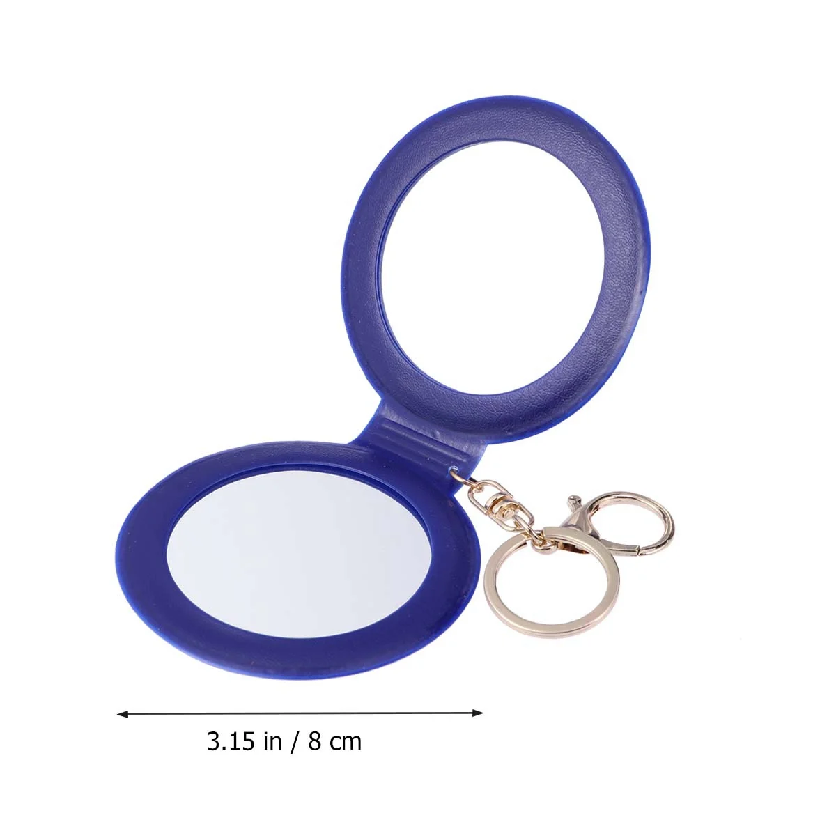 Donkerblauwe opvouwbare spiegel, draagbaar, dubbele zijden, PU-frame, make-up, compact voor dames, klein, gemakkelijk mee te nemen