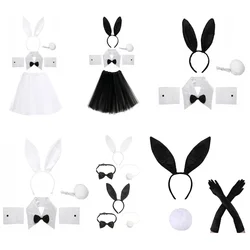 Rabbit Headband Costume Easter Bunny Costume Set Headband Tail Collar Gloves Bowtie Cuffs Bunny Cosplay Costume