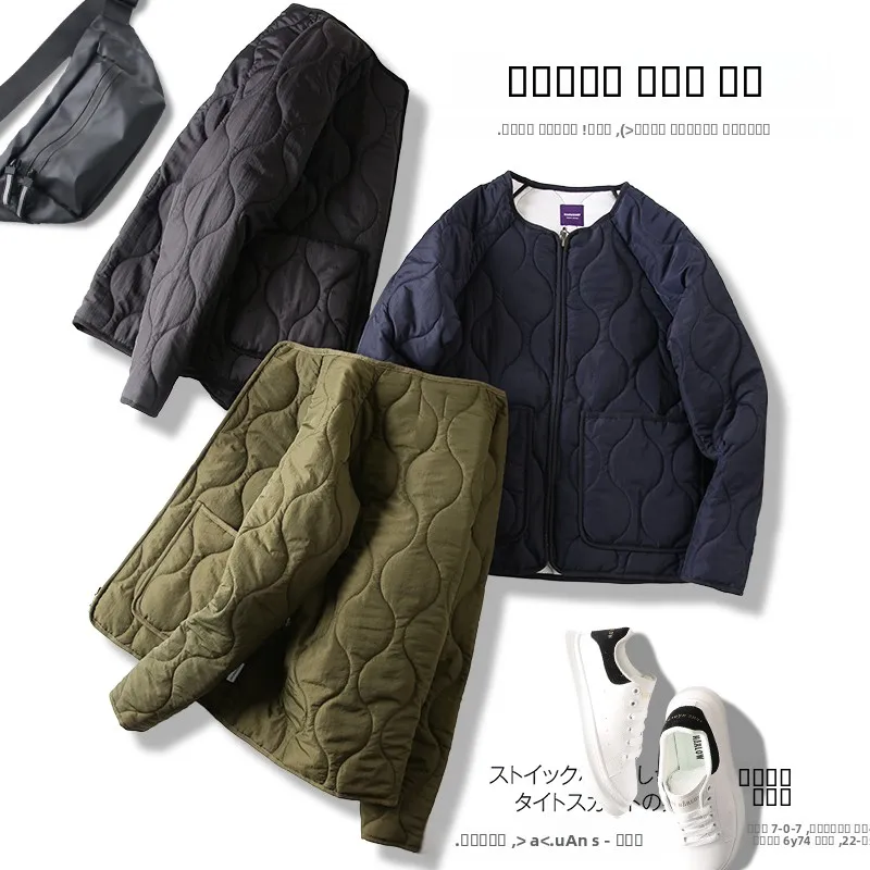 

Легкая хлопковая куртка с технологией Gourd ape, модная, без воротника, тонкая модель, хлопковая одежда для молодых мужчин