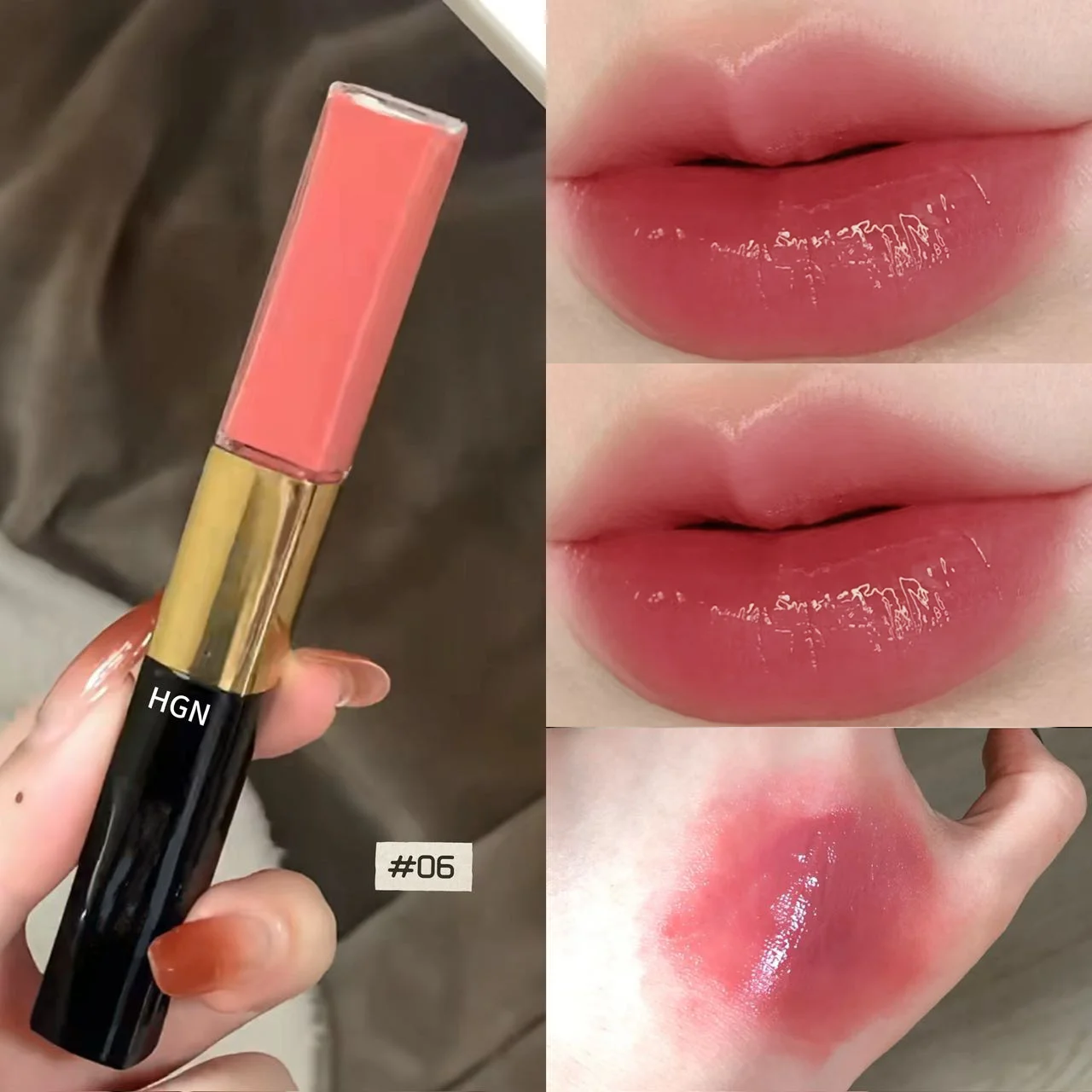Hgn Doppelseitiger Matter und Glänzender Lipgloss Weicher Matter Taufrischer Glanz Langanhaltende Farbe Aufhellender Hautton Vielseitige Make-up-Stile – Detail 10