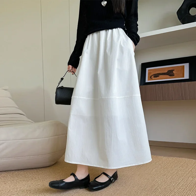 

Patchwork Midi Skirt for Women, Summer New Slimming A-Line Floral Skirt, Korean Style Mid-Length Simple Umbrella