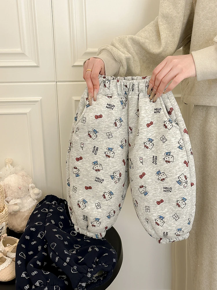 Thiened Lamb Velvet Pants for Girls Winter New Sle Faionable Children's Winter Clothes Fce Lined Ultra Thi Sweatpants