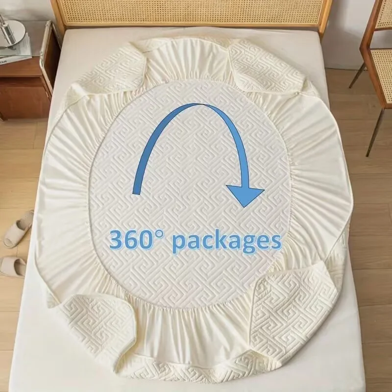 Home Waterproof Fitted Sheet Quilted Thickened Bed Cover Anti-Mite Non-slip Mattress Cover Soft Skin-friendly Bedspreads Bed Pad