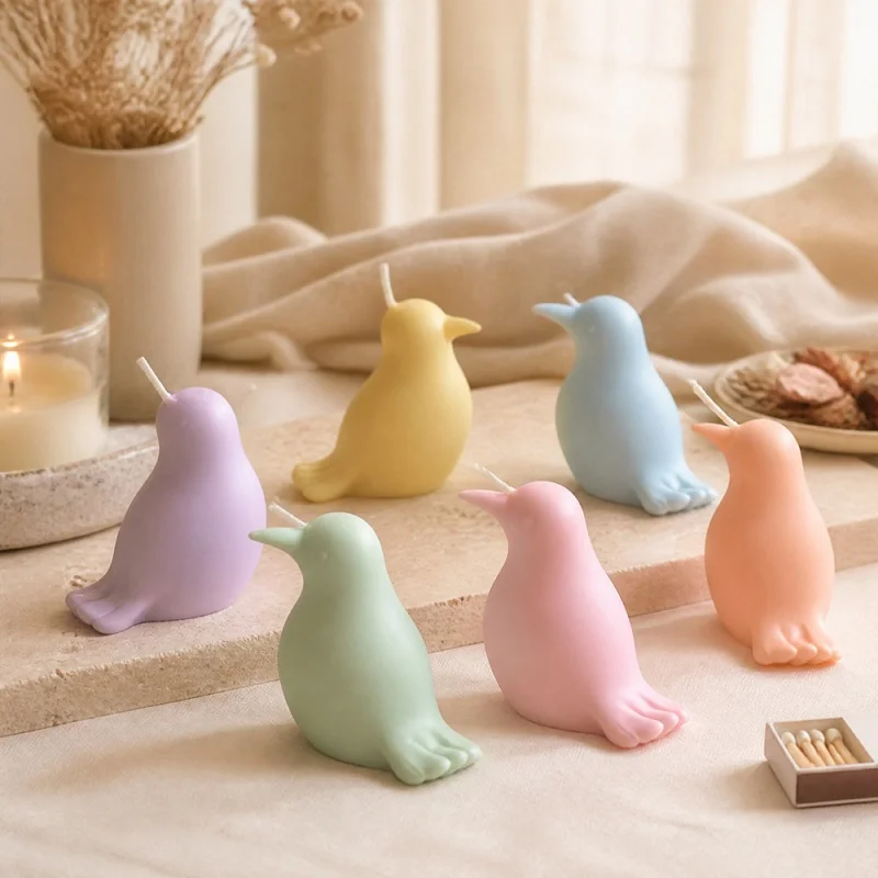 3D Bird Shape Candle Silicone Mold DIY Cute Little Bird Aromatherapy Plaster Desktop Ornament Resin Molds Creative Animals Decor