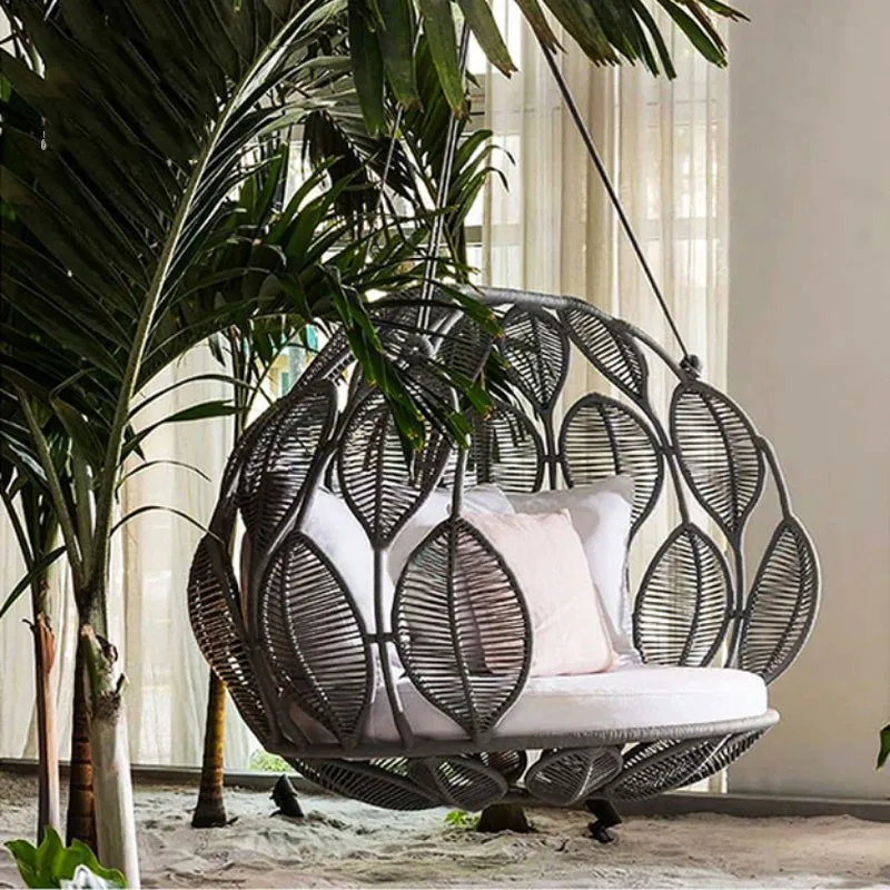 Outdoor courtyard swing rattan chair single large hammock floor-to-ceiling household cradle