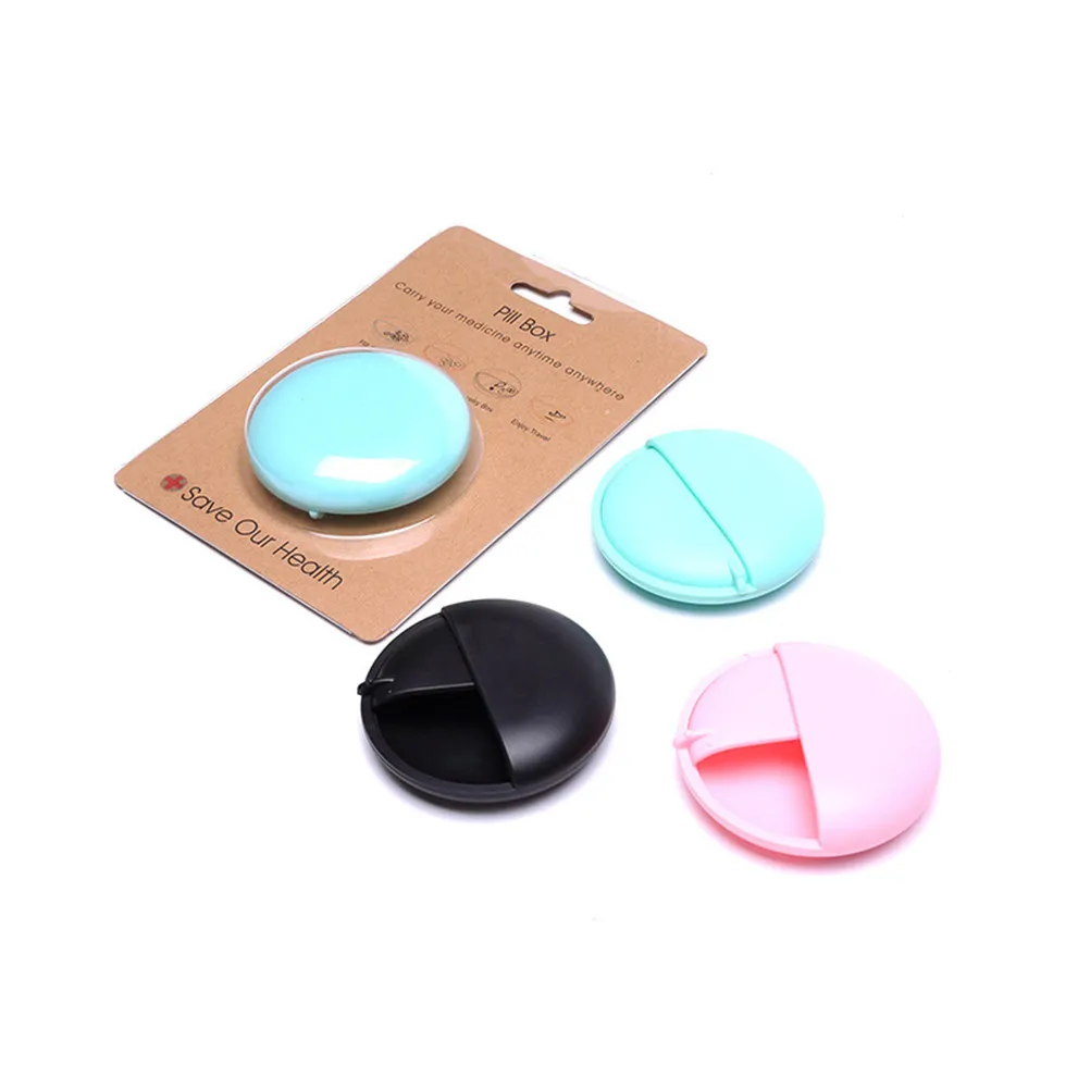Portable Round Pills Box Case Pink Mini Size Rotary Opening Travel Seal Storage Organizer for Camping Fishing Outdoor Use