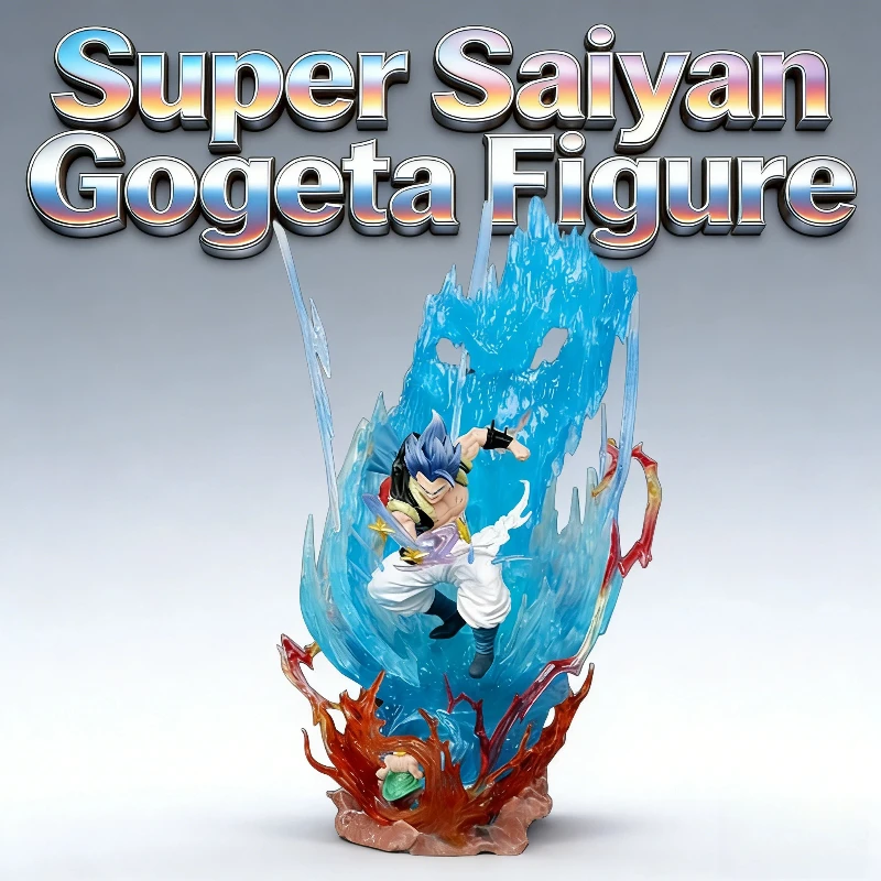 

Dragon Ball LS Super Saiyan Gogeta Anime Statue Figure With 3 Interchangeable Faces Light Up Model Desktop Decor For Anime Fans