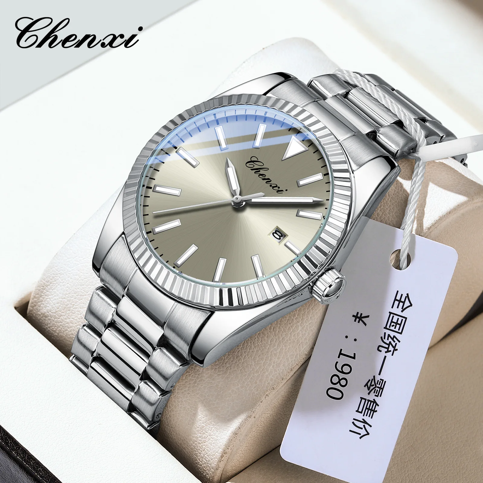 

CHENXI 684 New Simple Fashionable Stainless Steel Calendar Luminous and Waterproof Quartz Watches for Man Relojes Para Hombres