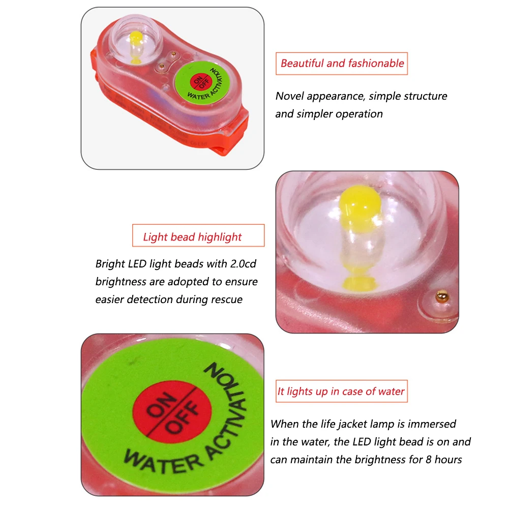 Automatic Survivor Locator Light Energy-Efficient Safety Personal Locator Light Life Vest Signal Light for Swimming Sea Fishing