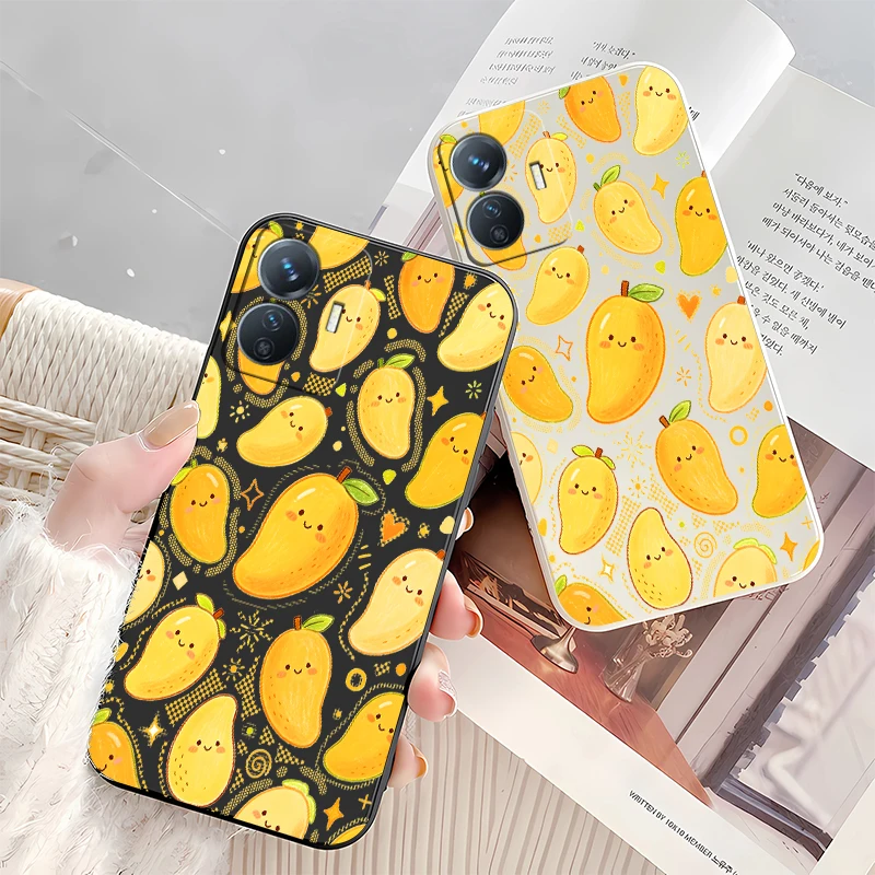 Soft TPU Phone Case For Vivo V70 FE Elite V60 V50 Lite V30E V29E V27 Pro V25E V23E Cute Mango Print Shockproof Silicone Cover view 3