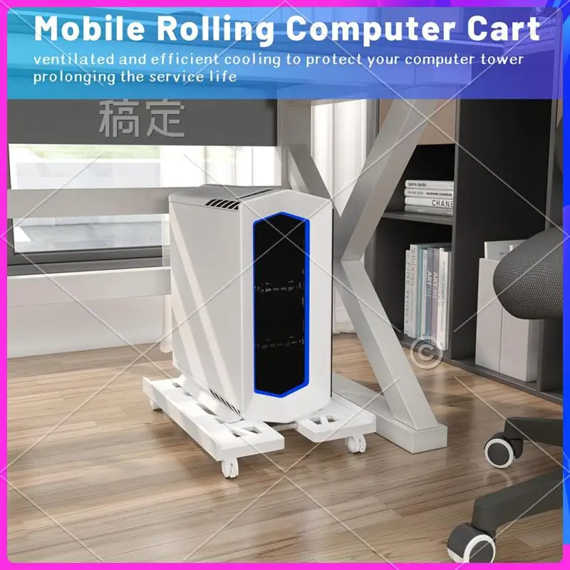 ABT-Adjustable Computer Stand PC Tower Stand With 4 Caster Wheels Fits Most PC, Under Desk Holder