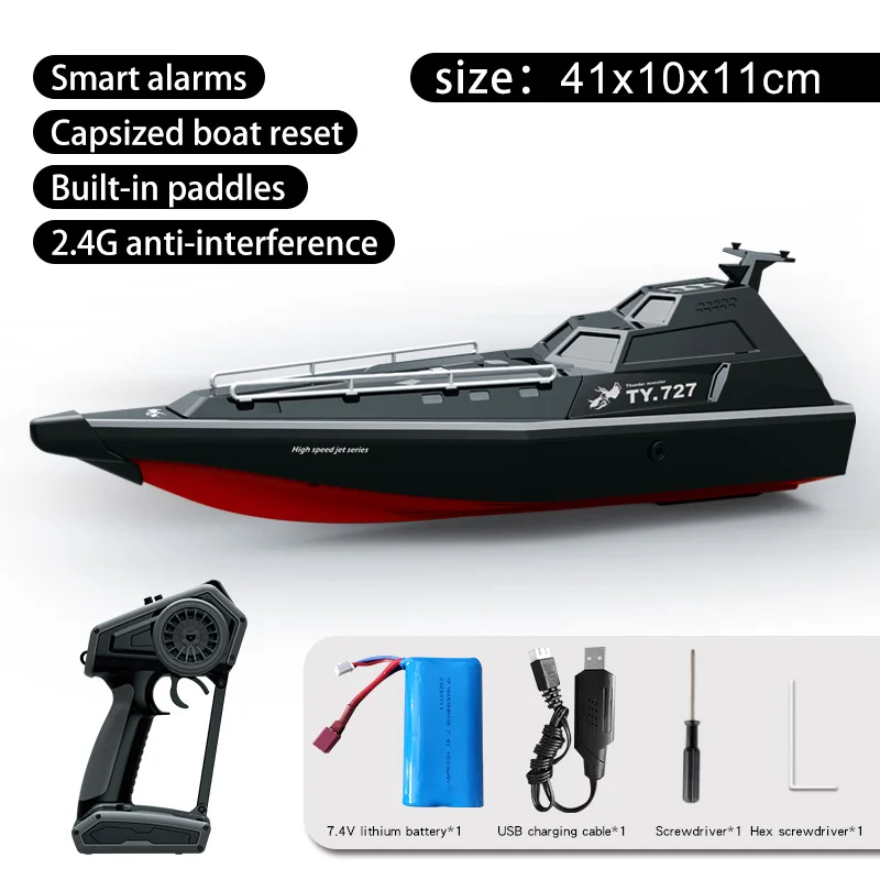 2.4G RC Boot TURBOJET POMP 30 KM/H Hoge Snelheid Afstandsbediening Jet Boot Lage Batterij Alarm Speedboot Model kinderen Speelgoed TY725 TY727