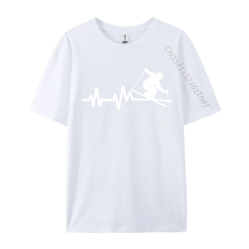 Ski Heartbeat Skiing Skier Printed Men's New Coming Summer T Shirt Fall Cotton T-Shirt Custom Tees Wholesale