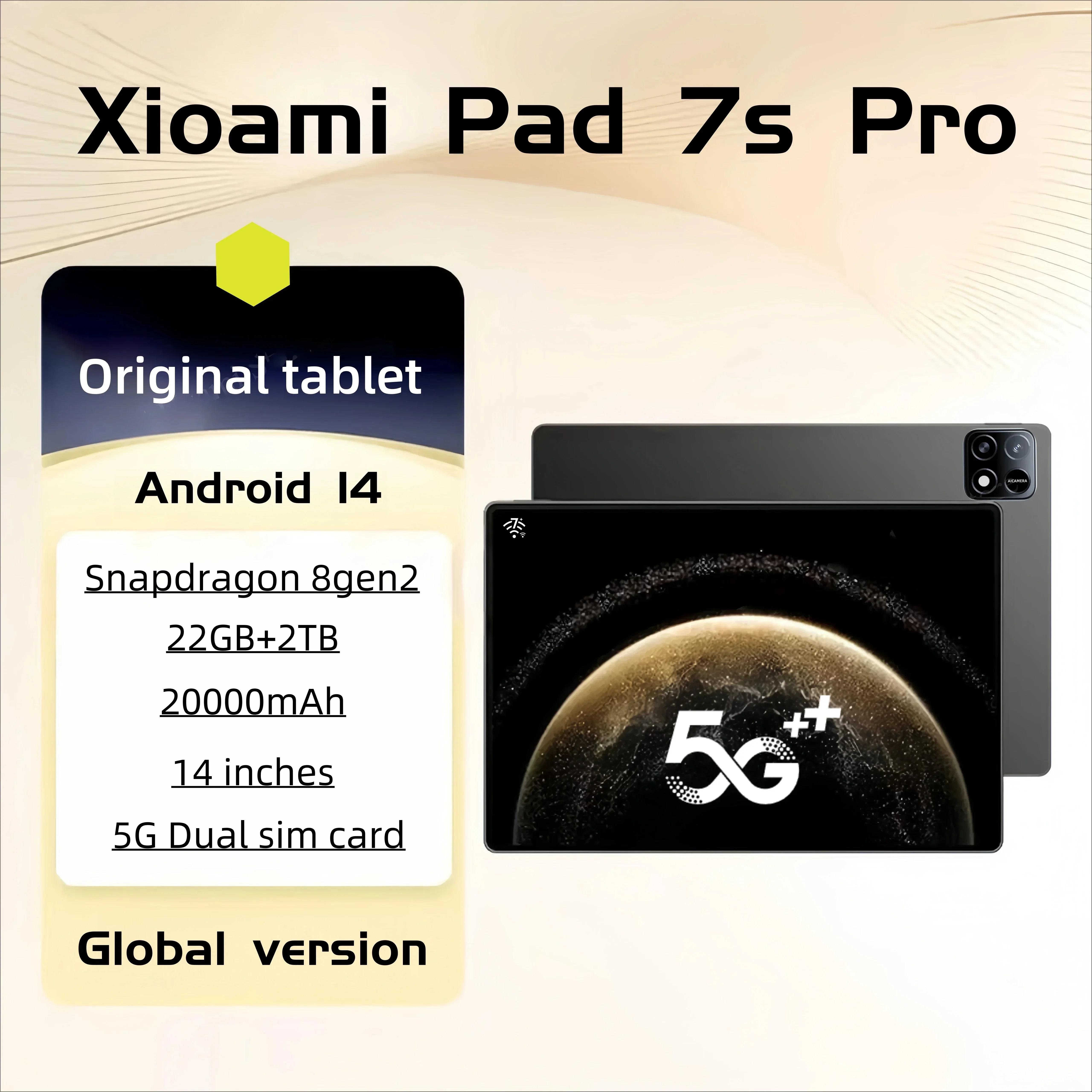 2025 Pad 7S Pro Global Mi 11 inch tablet Android 14 22GB 2TB Snapdragon 8 Gen2 4K HD 5G WIFI Bluetooth WPS 20000mAh tablets Tab