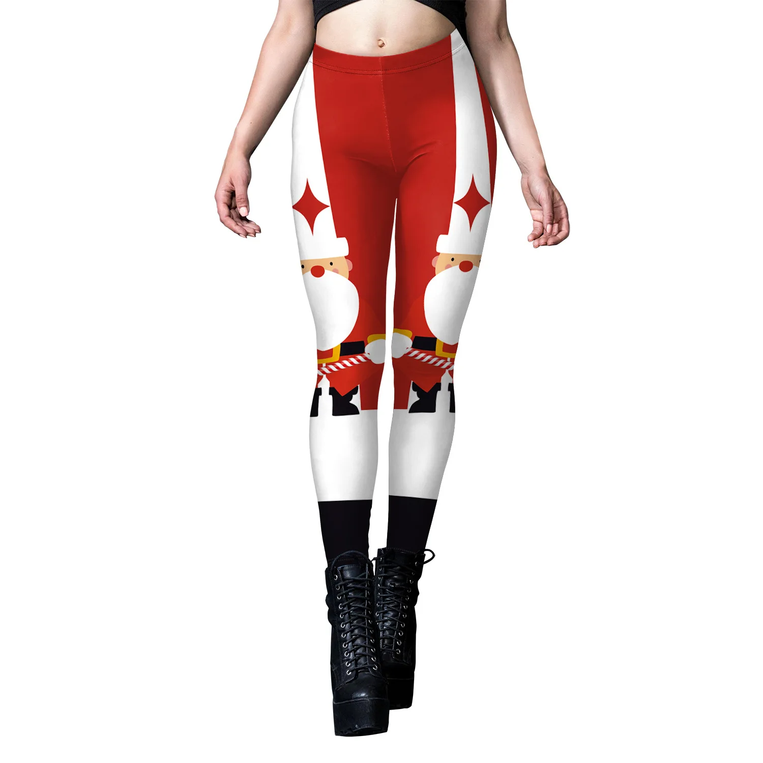 Zawaland-Leggings de fitness College en 3D pour femmes, ceinture rouge, taille moyenne, wapiti de Noël, démontrent de neige, entraînement