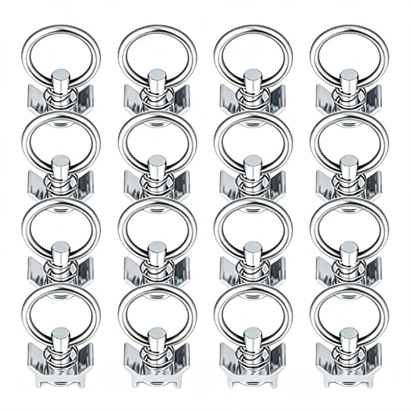 Metal L Track Single Fitting with Stainless Steel Round Rings Tie Down Clip R6FB