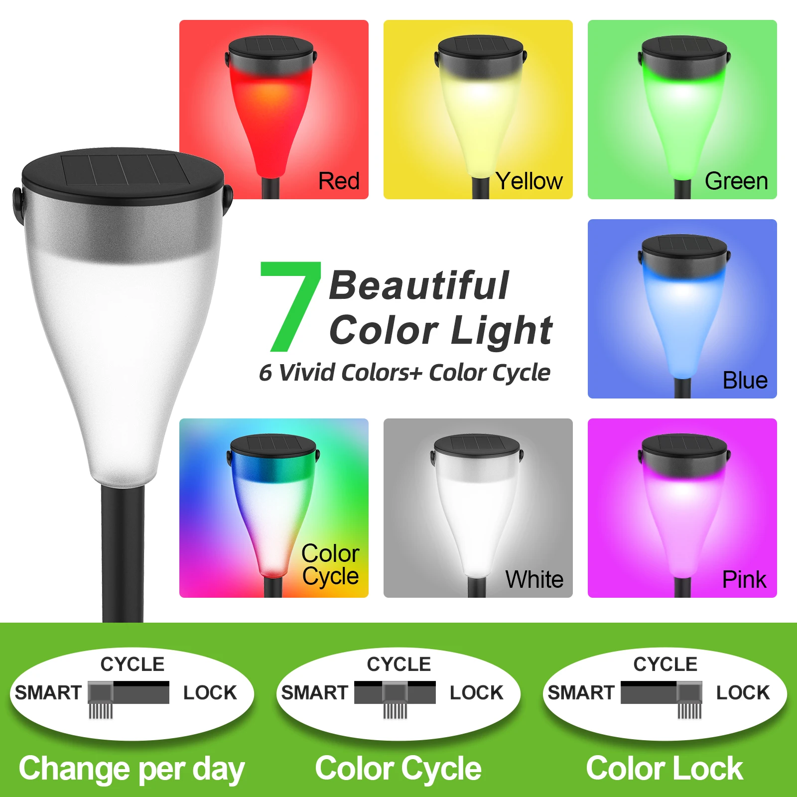 6 PCS Colorful Solar Lights Outdoor IP65 Waterproof Garden Lights Beautiful Decoration for Lawn Yard Path Landscape