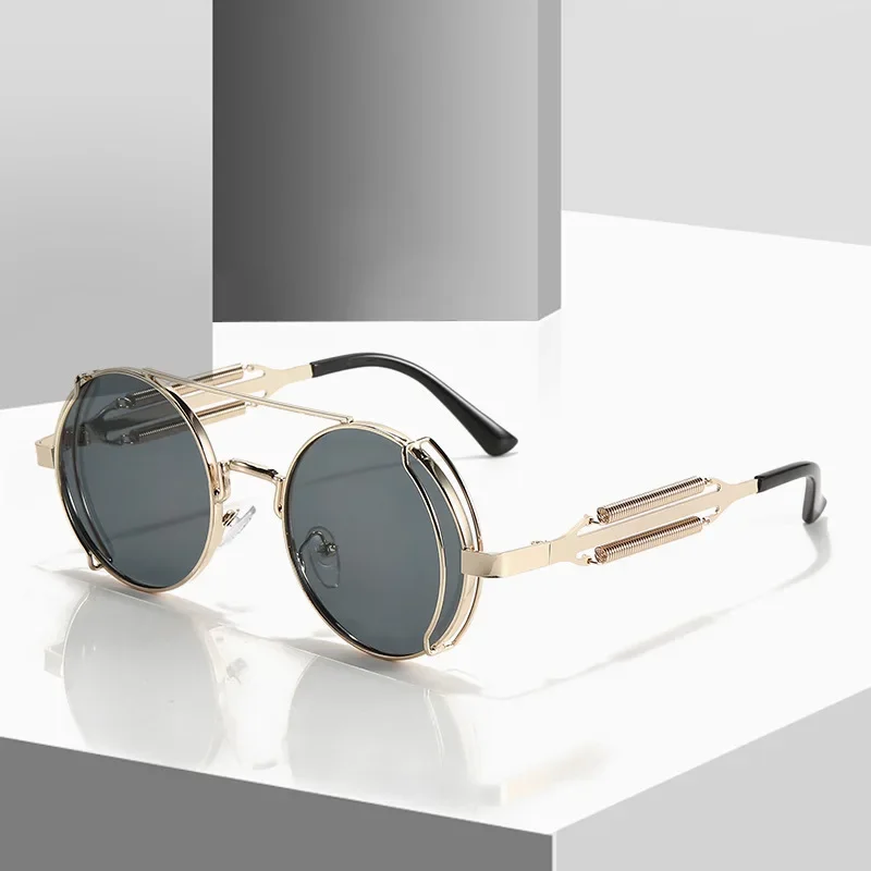 

2022 New Metal Steampunk Sunglasses Men Women Fashion Round Glasses Bran age Sun Glasses High Quality Oculos de sol