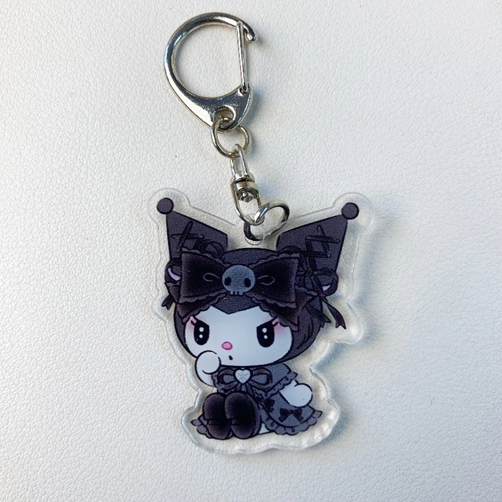 Sanrio Kawaii Kuromis Melodys Gothic Dark Style Keychain Accessories Couple Cartoon Acrylic Pendant Backpack Decoration Kdis Toy image 4