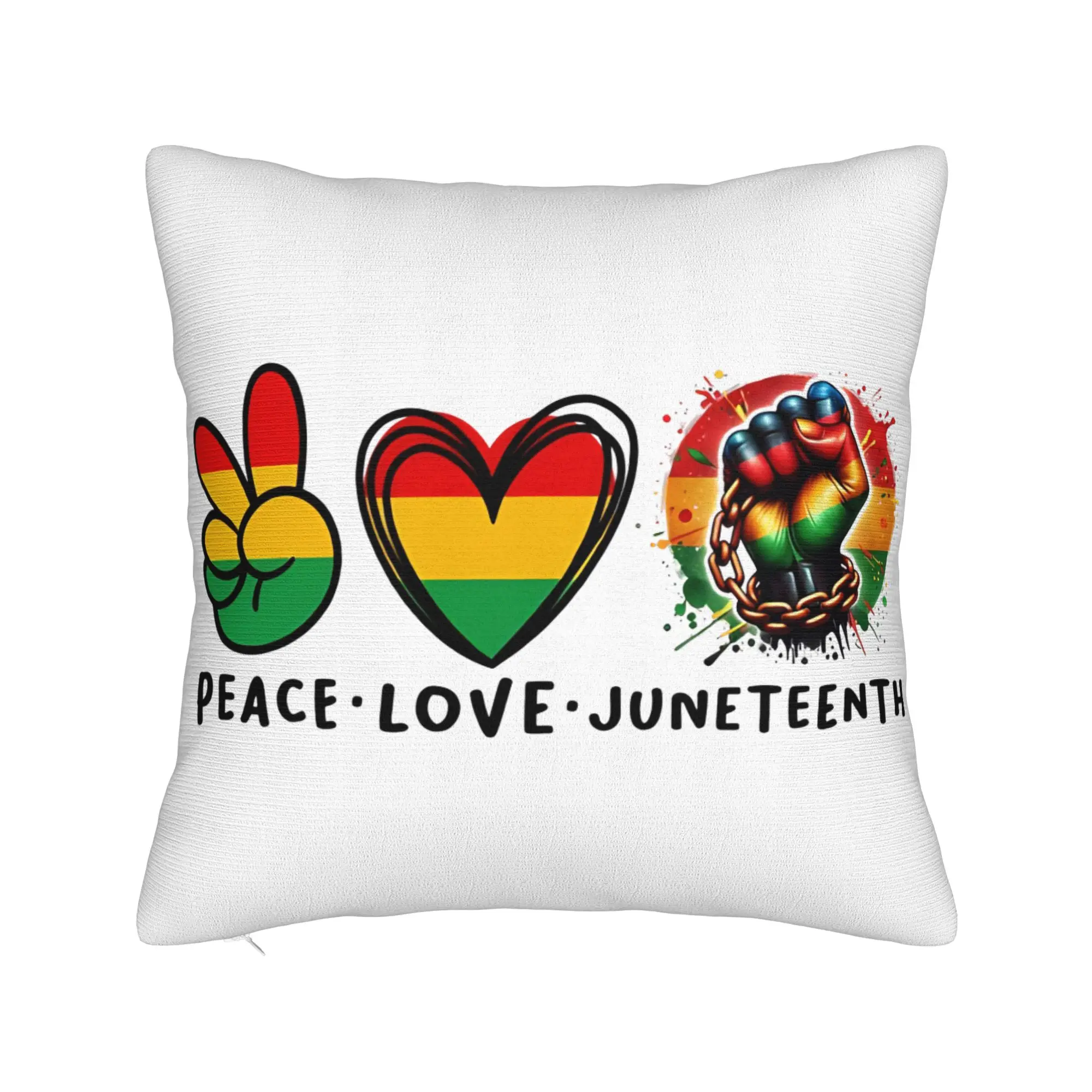 Decorative Pillow Covers Peace Love Juneteenth Celebration Freedom 1865  Home  Pillow Case Cover Zippered Multiple Sizes