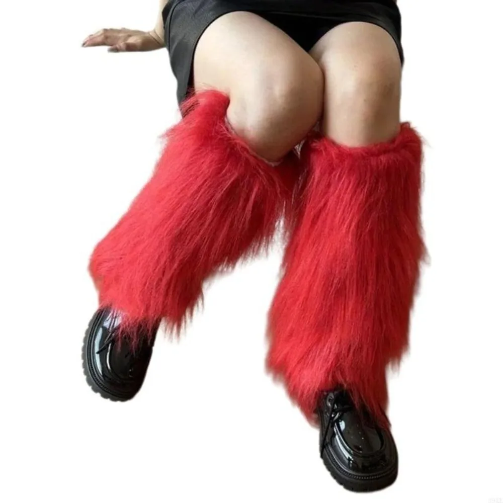 

Foot Cover Faux Fur Furry Leg Warmers 40cm Y2K Long Tube Sock Thickened Soft Lolita Boots Cover Cosplay Use