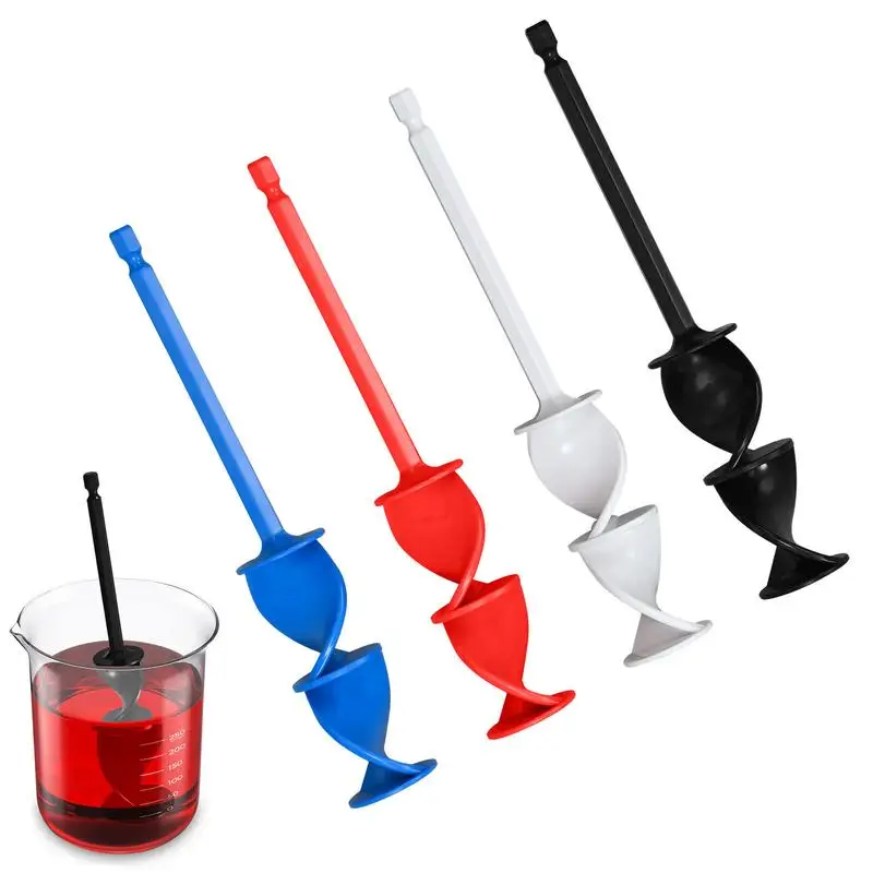 4PCS Epoxy Mixing Stick Paint Stirring Rod Putty Cement Paint Mixer Attachment With Drill Chuck For Epoxy Resin Latex Oil Paint