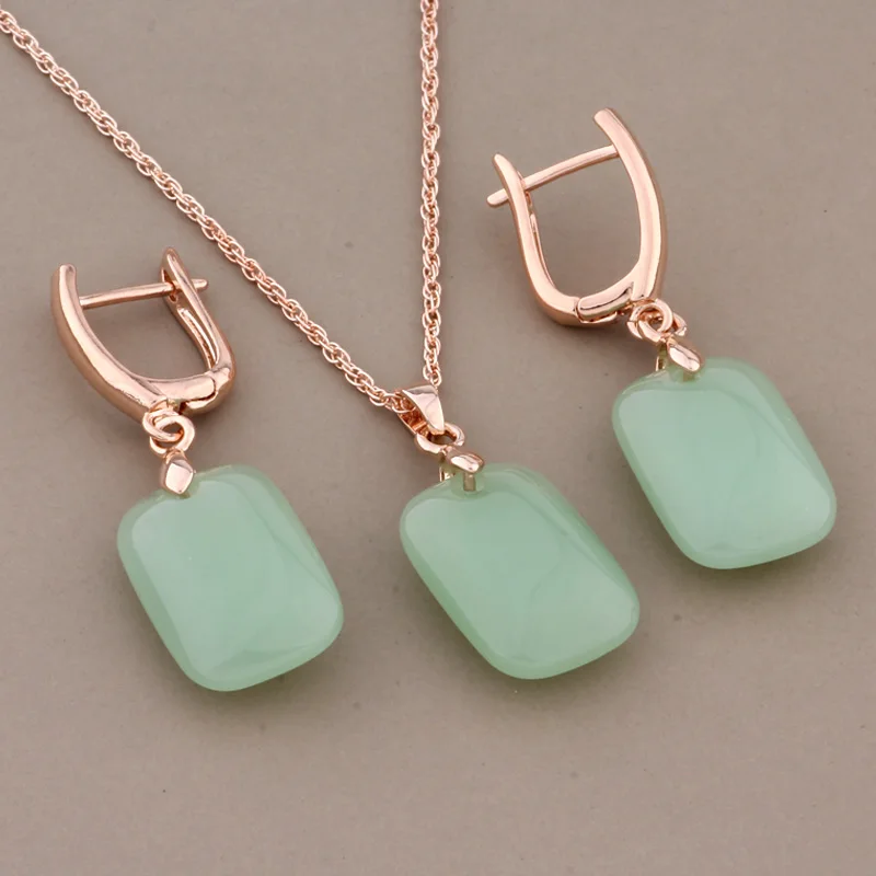 New Trend  Rose Gold Color Big Drop Earrings for Women Unusual Earrings Set Wedding Luxury Elegant Women\'s Set
