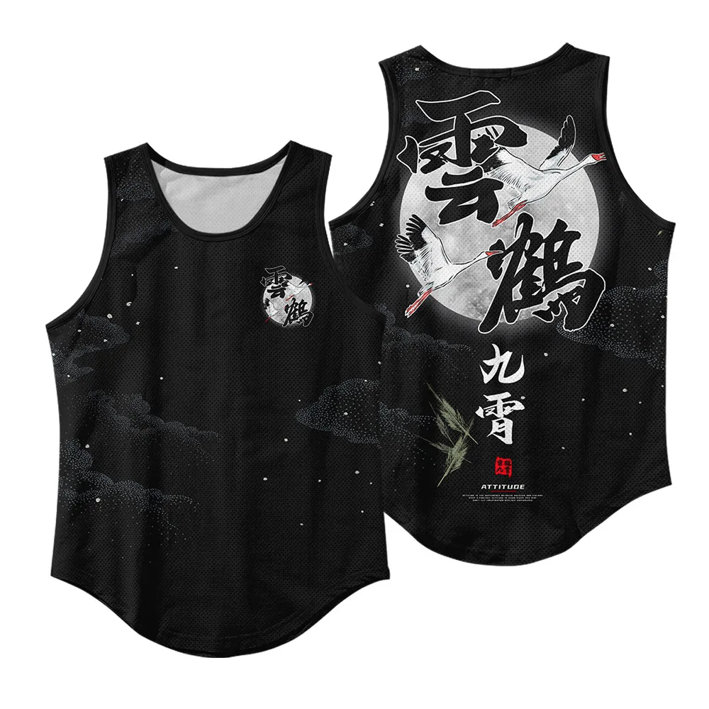 Kanagawa Wave Crane 3D Print mens tank tops shirt hip hop summer gym vest bodybuilding tank top men singlet fitness clothing