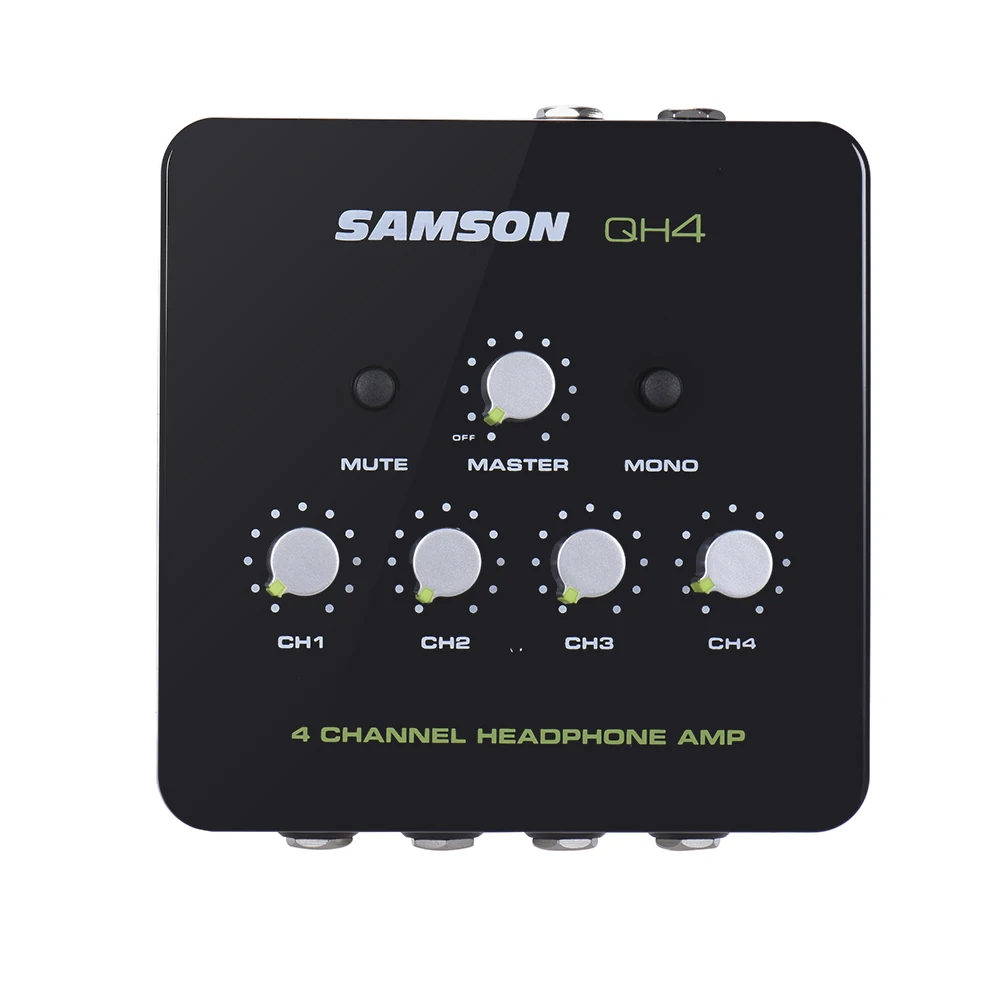 Samson QH4 Ultra-Compact 4-Channel Mini Audio สเตอริโอ DJ การตรวจสอบหูฟังแอมป์พร้อมอะแดปเตอร์ไฟ