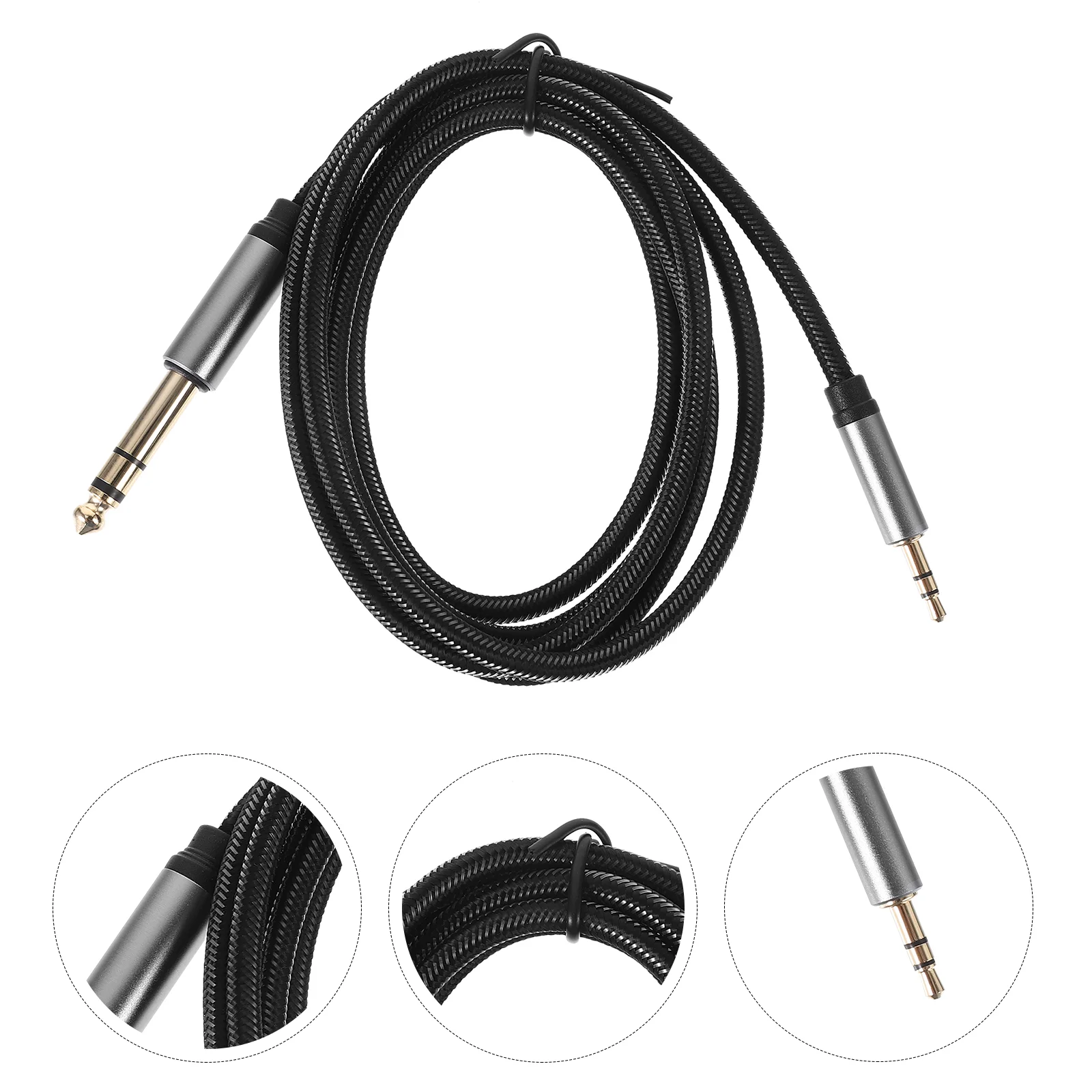 Headphones for Computer 35mm to 635mm Audio Cable Auxiliary Cord Black Stereo Jack Cables