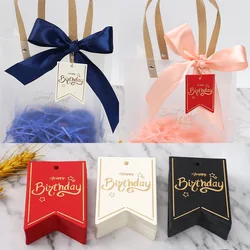 50pcs Happy Birthday Gift Tags Candy Cookie Goodie Bags Hang Tag Gifts Card Labels Kids Birthday Party Favors Packaging Supplies